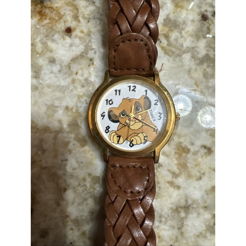 Timex Disney The Lion King Simba Brown Leather Braided Band Quartz Analog Watch